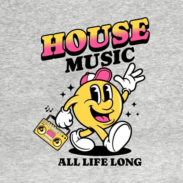 HOUSE MUSIC  - Retro Mascot All Life Long (black/pink) by DISCOTHREADZ 